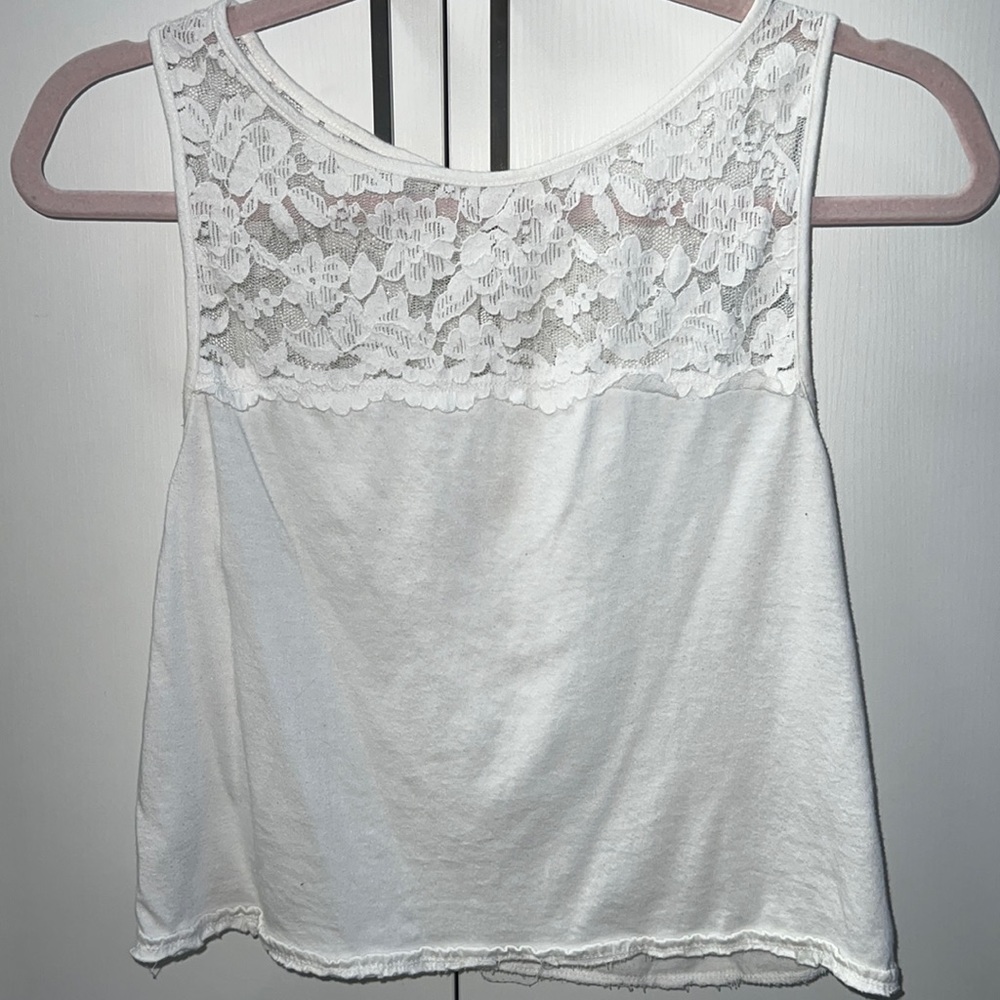 Hollister dainty white button back tank- S